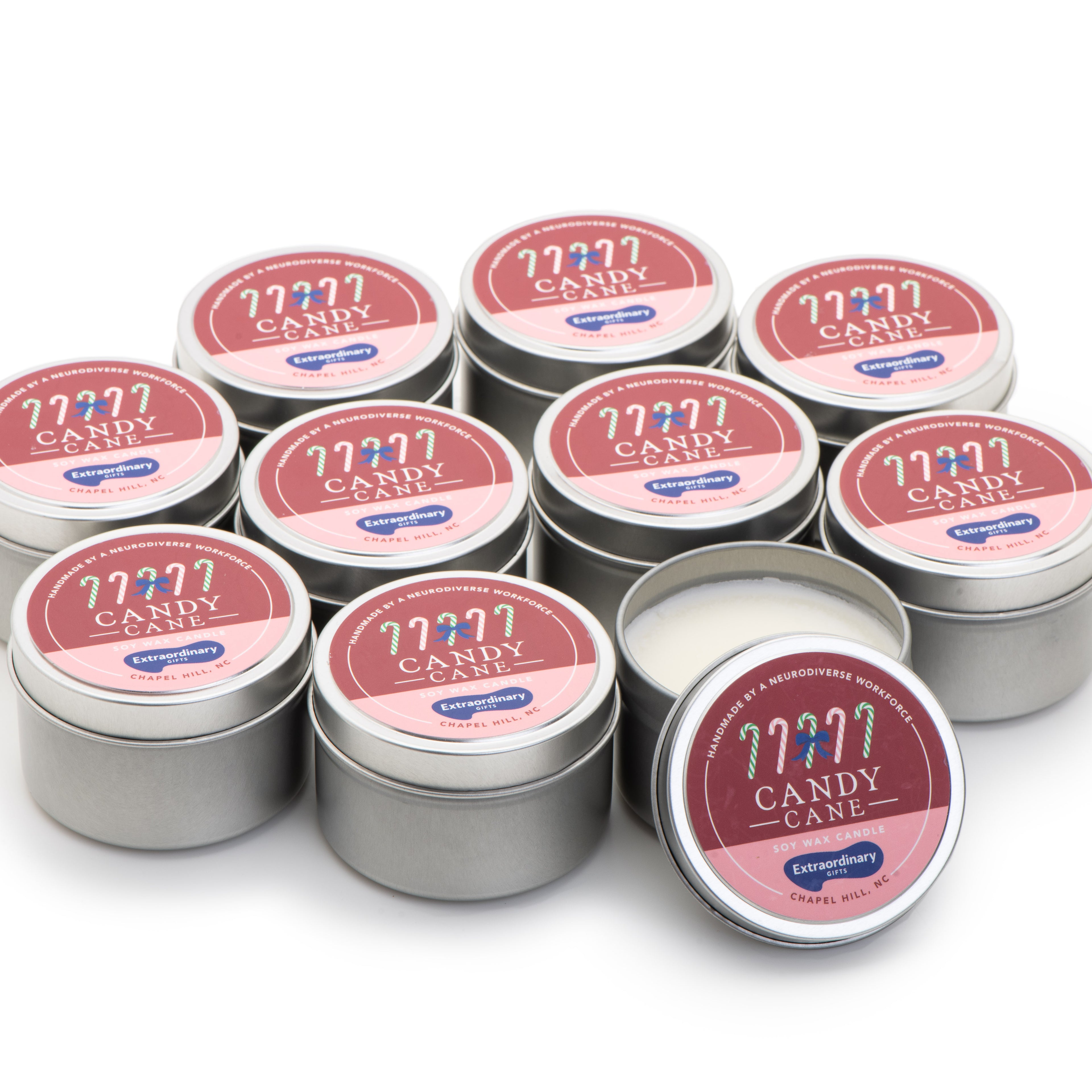 Candy Cane Candle Tins - Set of 10