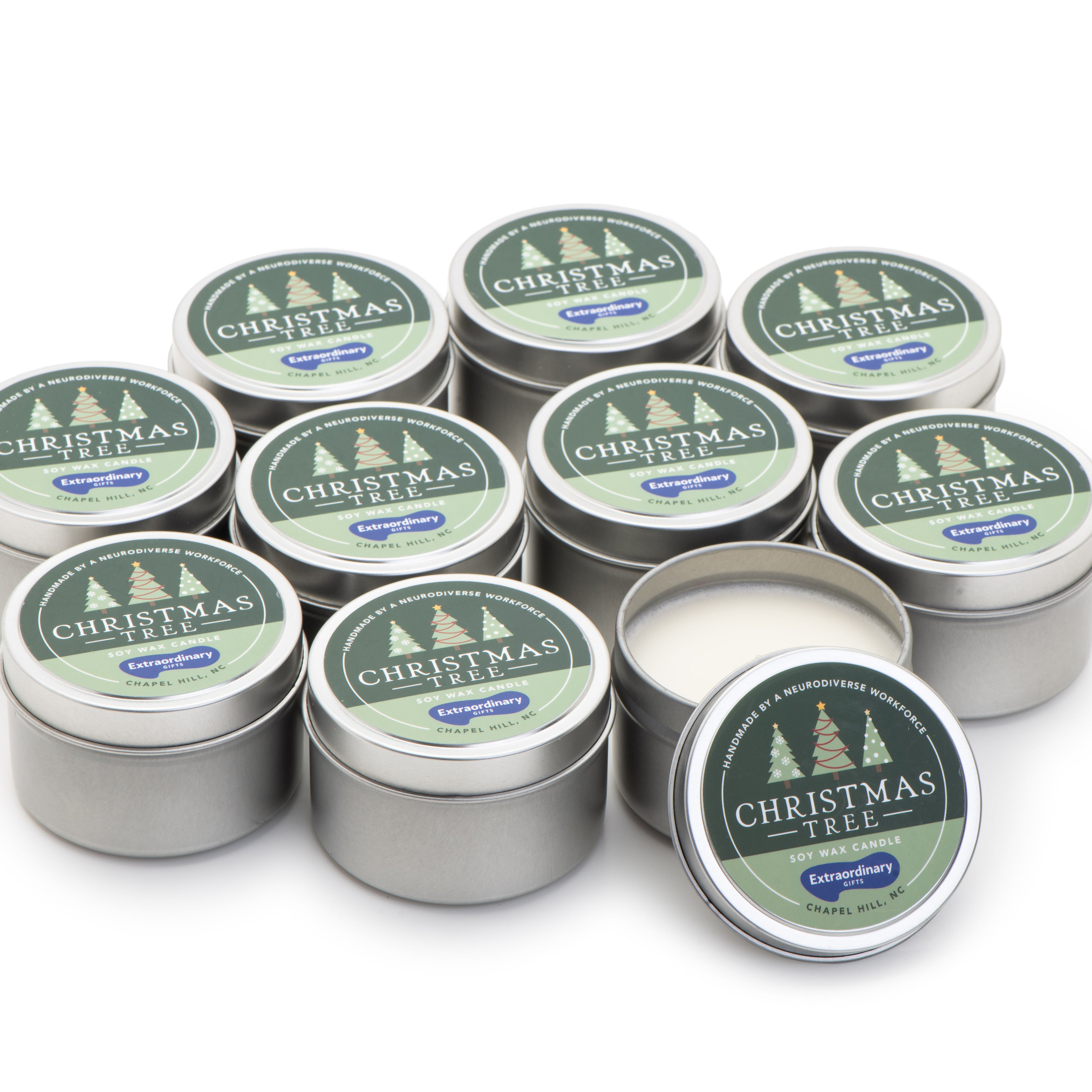 Christmas Tree Candle Tins - Set of 10