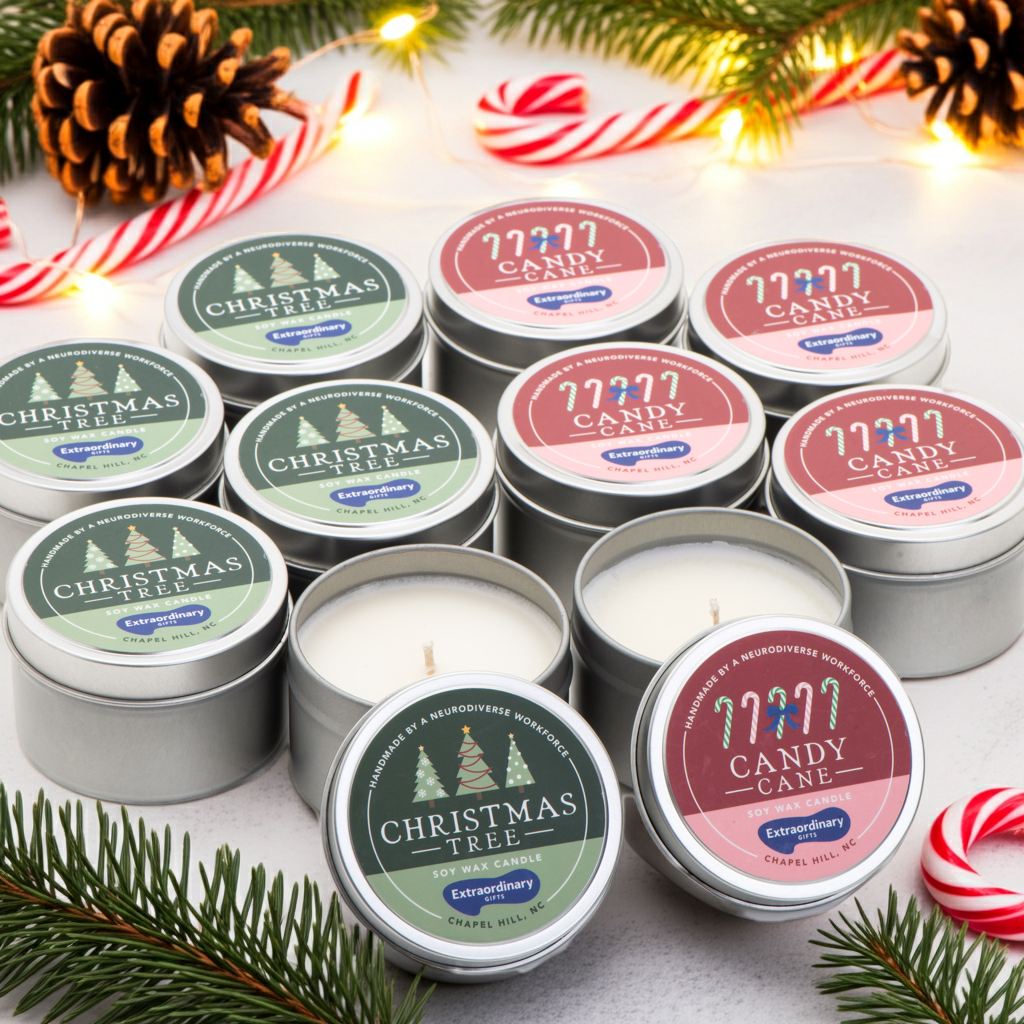 Candy Cane & Christmas Tree Candle Tins - Set of 10