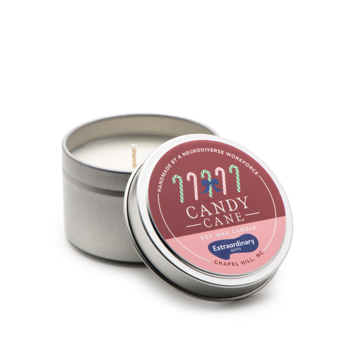 Candy Cane Tin Candle
