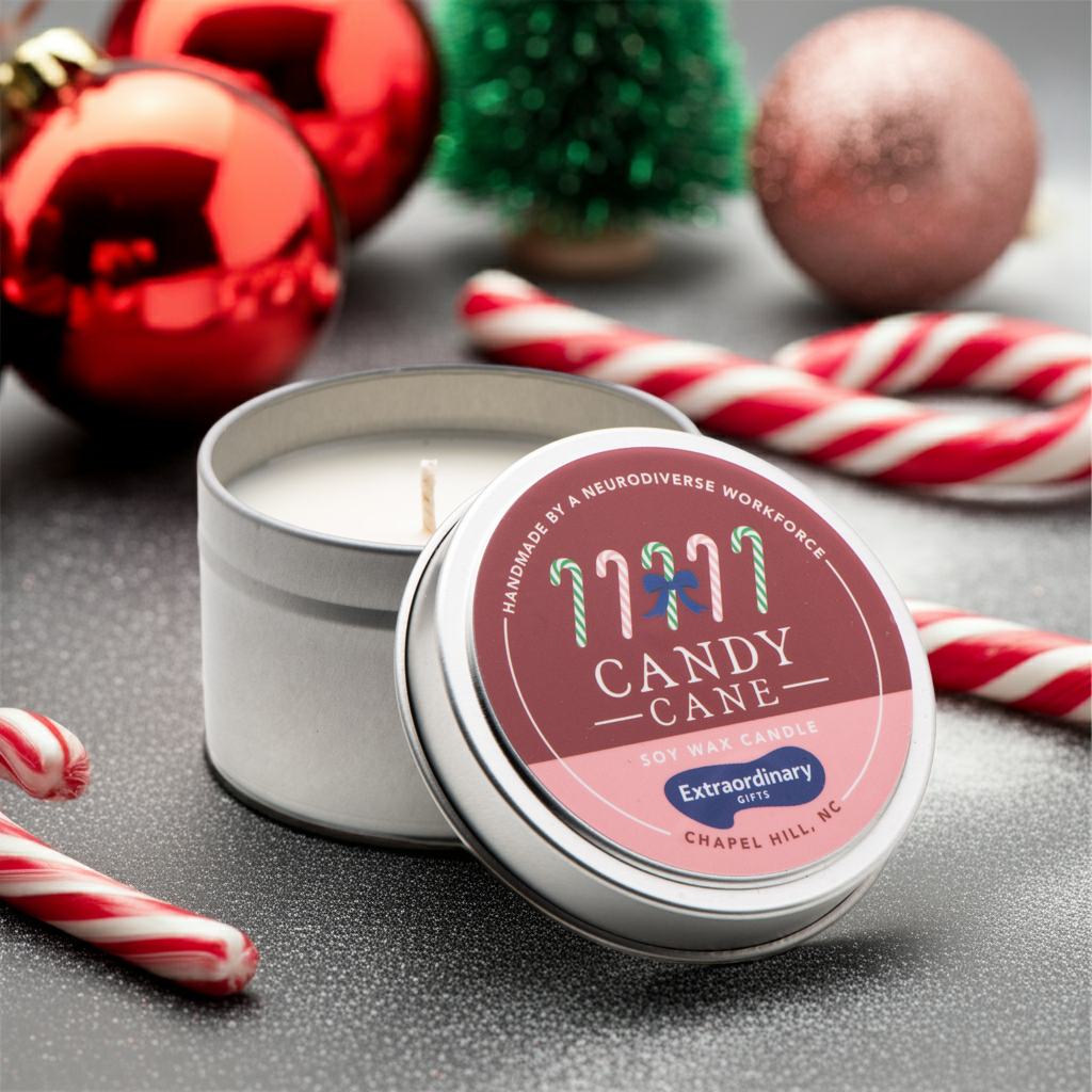 Candy Cane Scented Candle Tin